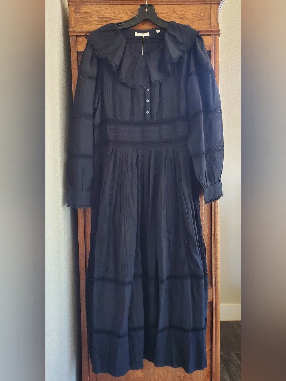 "DÔEN NWT Black Marla Dress Maxi Midi Heirloom Victorian Ruffle Size XL - Picture 2 of 16